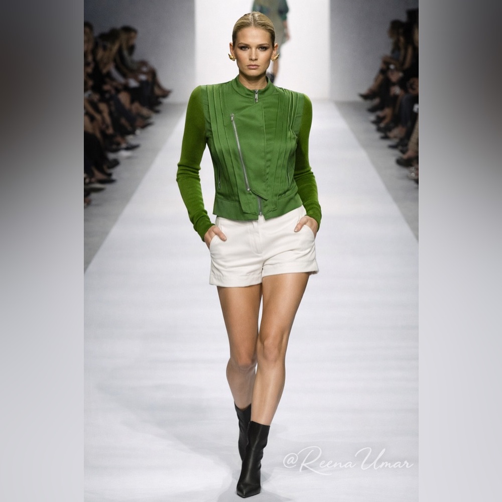 NEW BCBGMAXAZRIA “Oren” Green Zip Crop Jacket – XXS